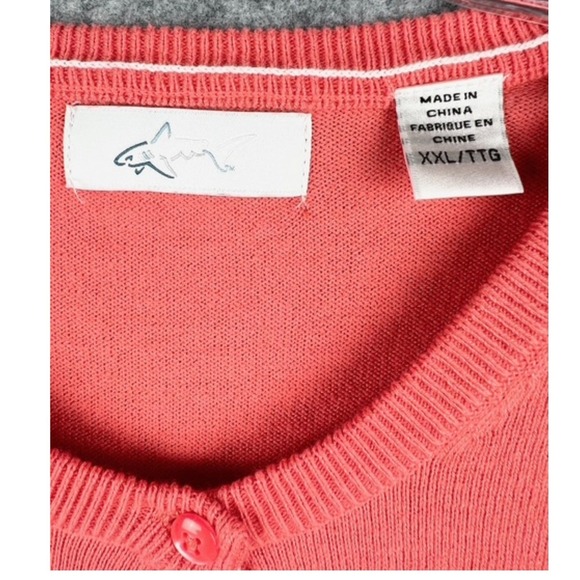Greg Norman Cardigan Sweater Womens XXL Coral Pink Button Front Knit Top Golfing - Picture 4 of 7